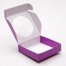 Подарочная коробка сборная с окном,11,5 х 11,5 х 3 см., фиолетовый. (Россия) (6560)