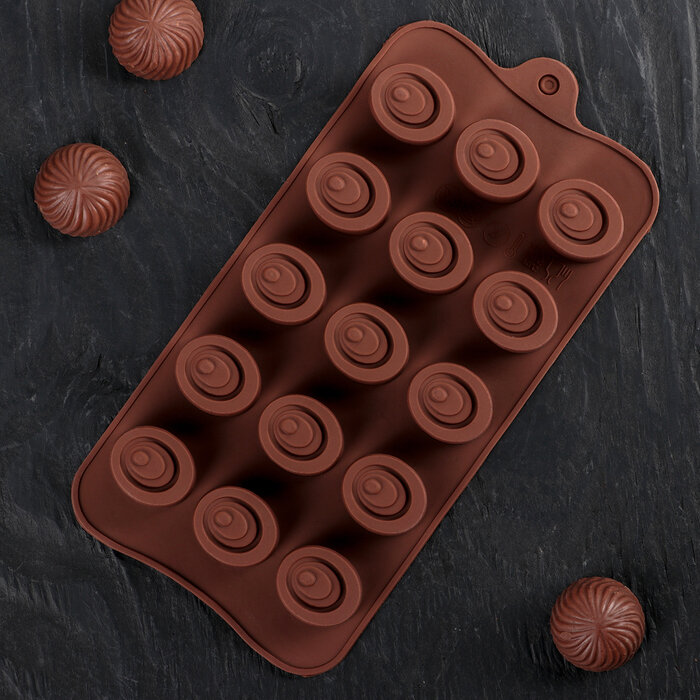 Форма силиконовая для шоколада "Шоколадное удовольствие", 15 ячеек. (Китай)(8354)