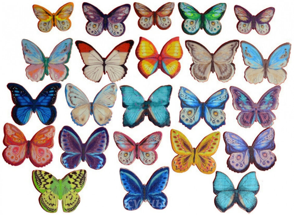 Вафельные бабочки цветные двухсторонние, 1 шт. (Россия)