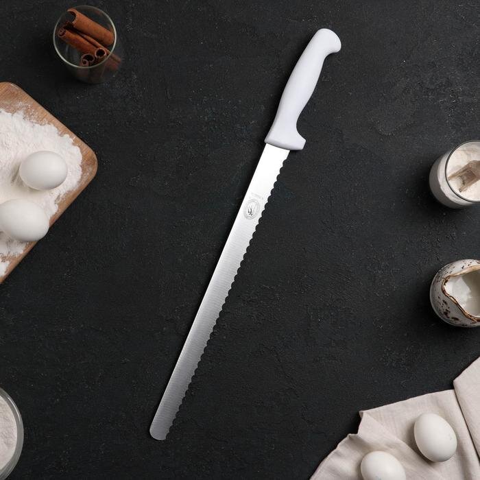 Нож для бисквита, рабочая поверхность 34 см, мелкие зубчики.(Китай)(9023)