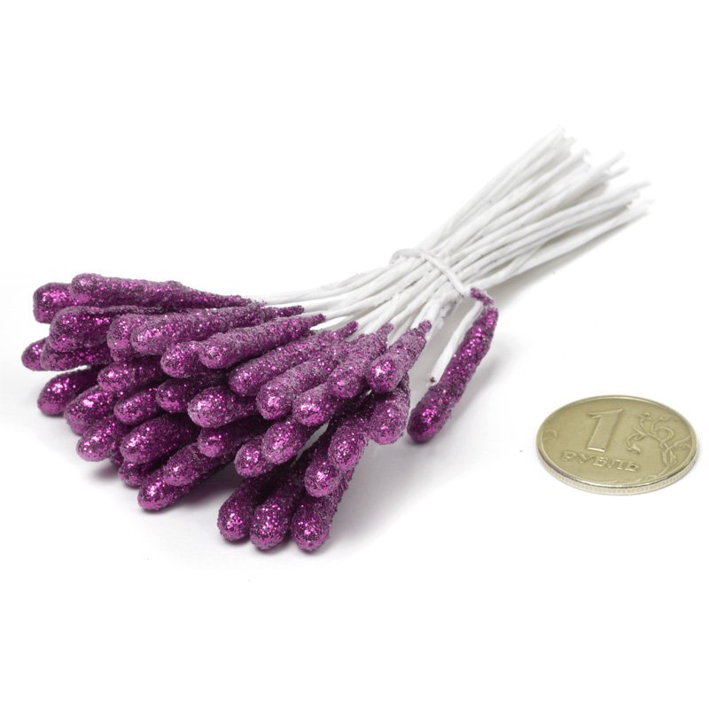Тычинки для искусственных цветов "Magic 4 Hobby", цвет: фиолетовый (40 шт) (Китай)