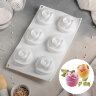 Форма силиконовая для муссовых десертов "Розы", 6 ячеек.(Китай)(2031)
