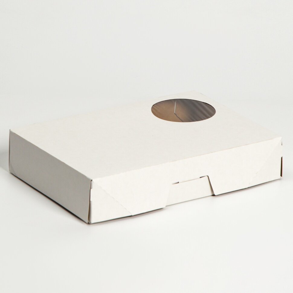 Коробка для 6 пончиков, белая, 18,5 х 27 х 5,5 см.(Россия)(4612)