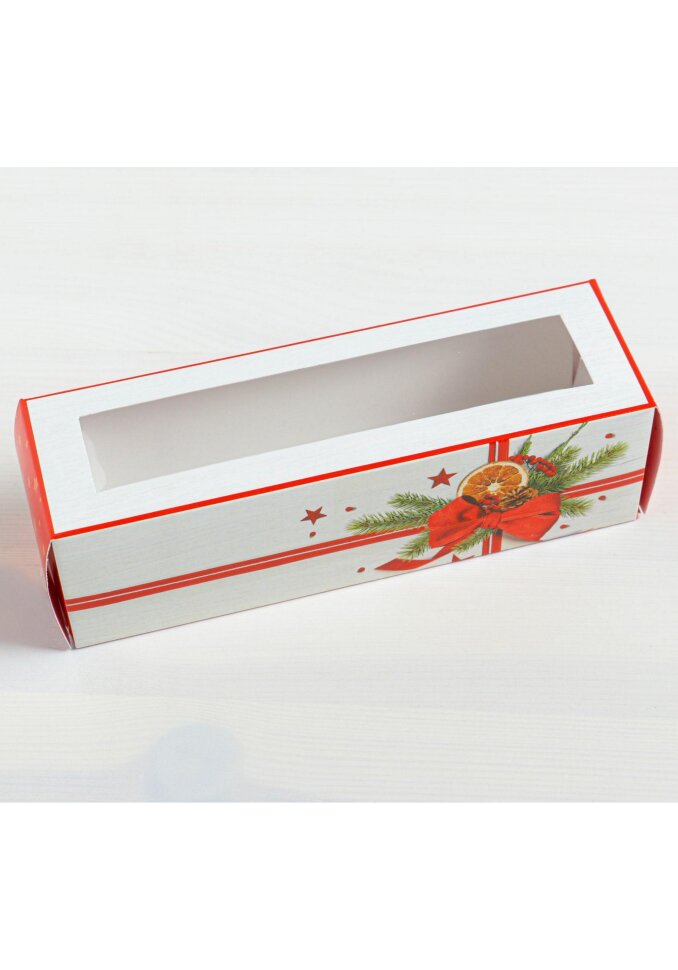Коробочка для макарун «Подарок» 18 х 5,5 х 5,5 см.(Россия)(8098)