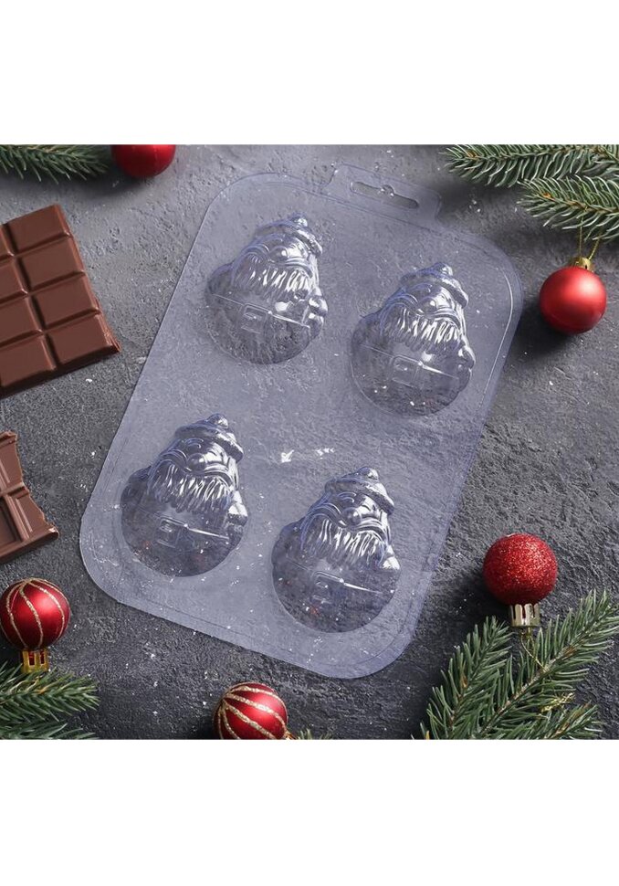 Форма пластиковая для шоколада и конфет «Мини дед мороз».(Россия)(3525)