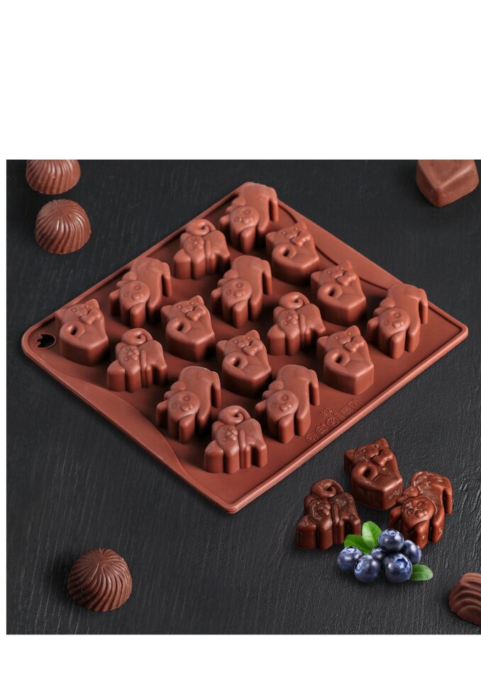 Силиконовая форма для шоколада «Кошки», 16 ячеек.(Китай)(4633)