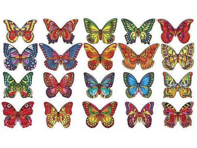Вафельные бабочки цветные с рисунком, 1 шт. (Россия)