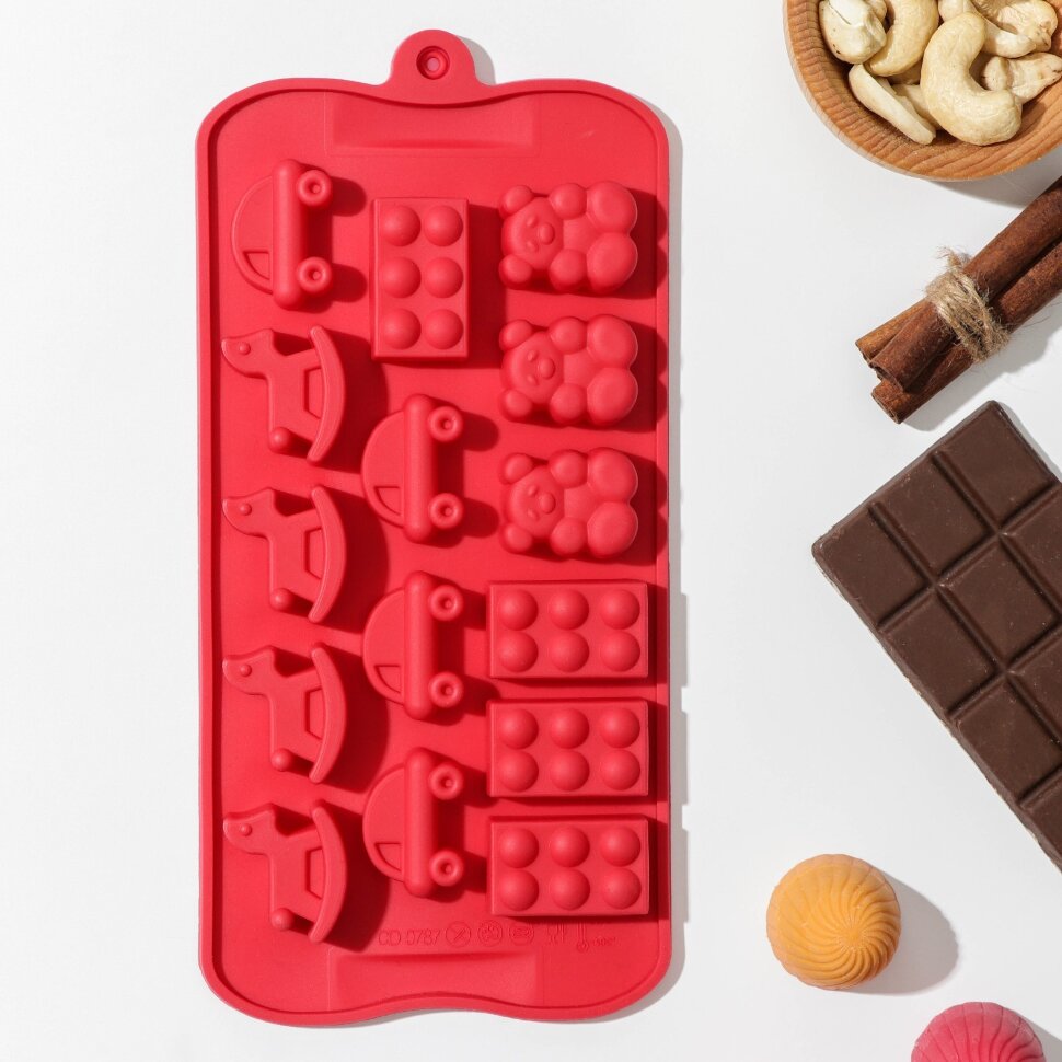 Форма силиконовая для шоколада "Детские игрушки",15 ячеек. (Китай)(7512)