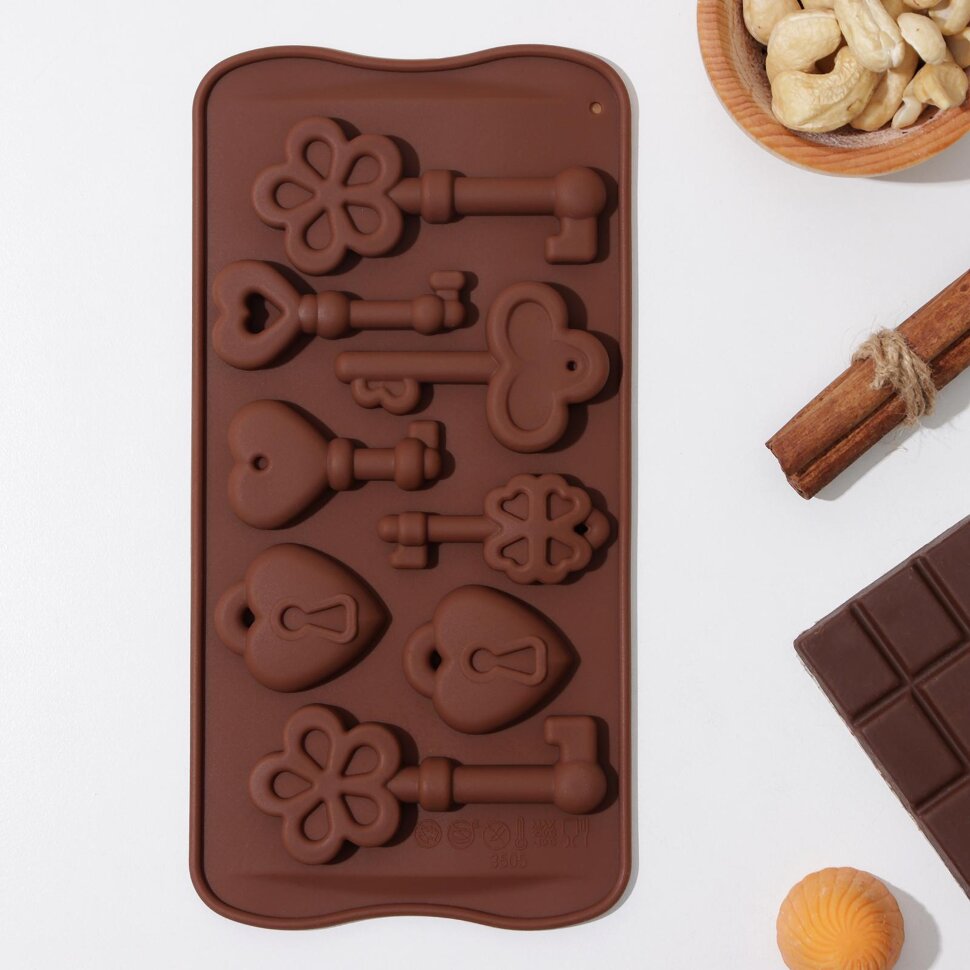 Форма силиконовая для шоколада «Ключики»,8 ячеек.(Китай)(2573)