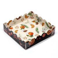 Коробочка для печенья "Новогодние чудеса", 12 х 12 х 3 см.(Россия)(8164)