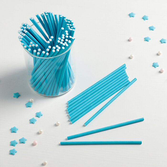 Набор палочек для кейкпопсов (бумага), цвет синий, 10 см. (10 шт.) (Китай)