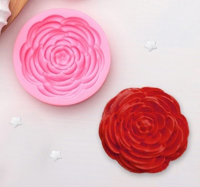 Молд силиконовый  "Прекрасная роза", 5,7х5,7х1,2 см. (Китай)