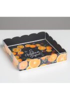 Коробка для сладостей с PVC крышкой «С Новым годом», 15 х 15 х 3 см.(Китай)(8824)