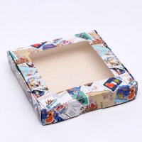 Коробка самосборная "Новогодняя почта", 16 х 16 х 3 см.(Россия)(8203)
