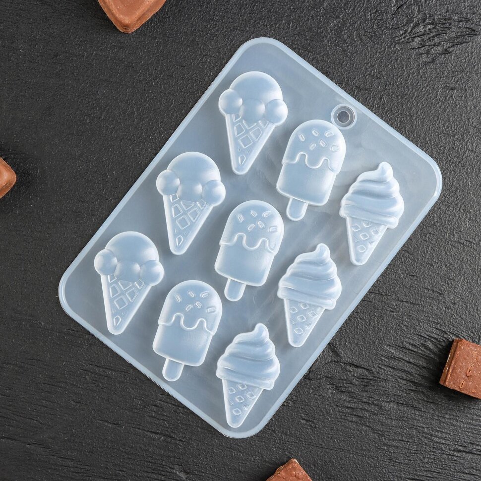 Форма силиконовая для шоколада «Мороженое», 9 ячеек.(Китай)(3903)