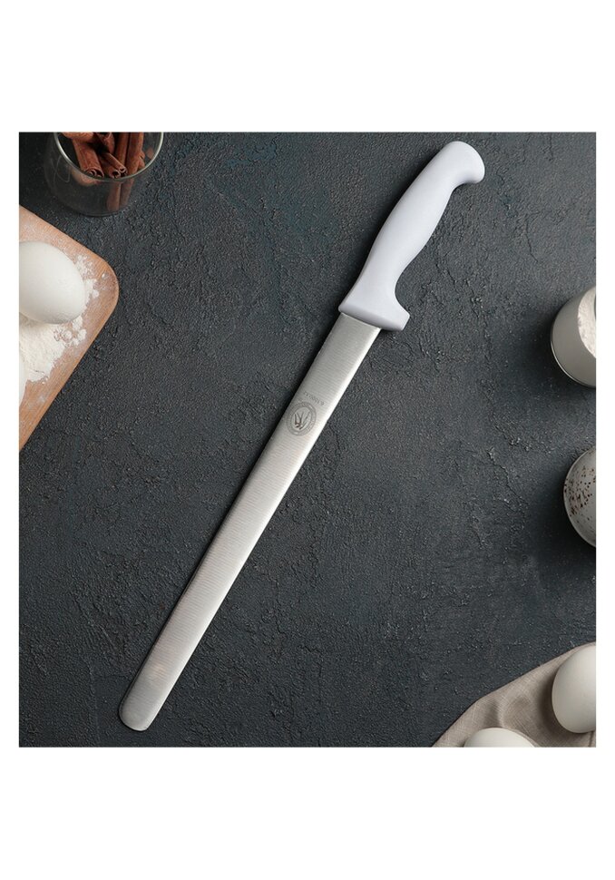 Нож для бисквита ровный край, ручка пластик, рабочая поверхность 30 см. (Китай)(5718)