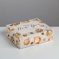 Упаковка для кондитерских изделий Happy new Year, 20 × 17 × 6 см.(Россия)(5343)