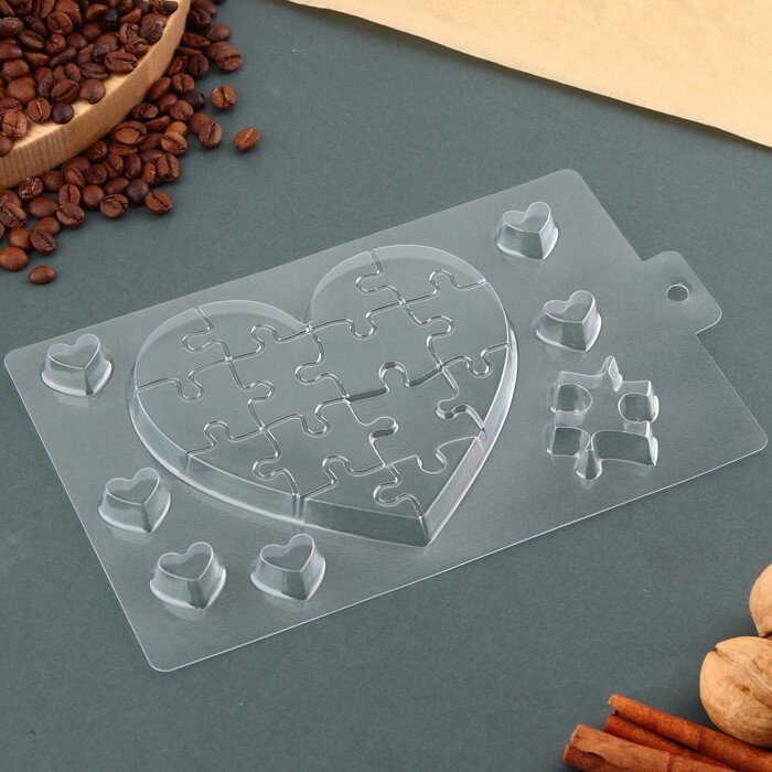 Форма пластиковая для шоколада «Сердце», 21 х 14 см.(Китай)(0715)