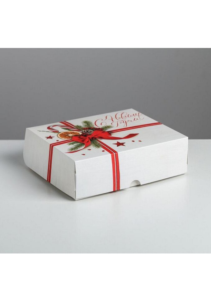 Упаковка для кондитерских изделий «Новогодний бант», 20 × 17 × 6 см.(Россия)(5353)