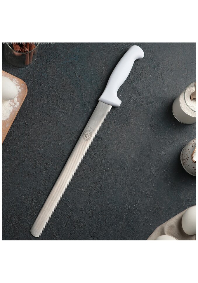 Нож для бисквита мелкие зубчики, ручка пластик, рабочая поверхность 30 см. (Китай)(5717)