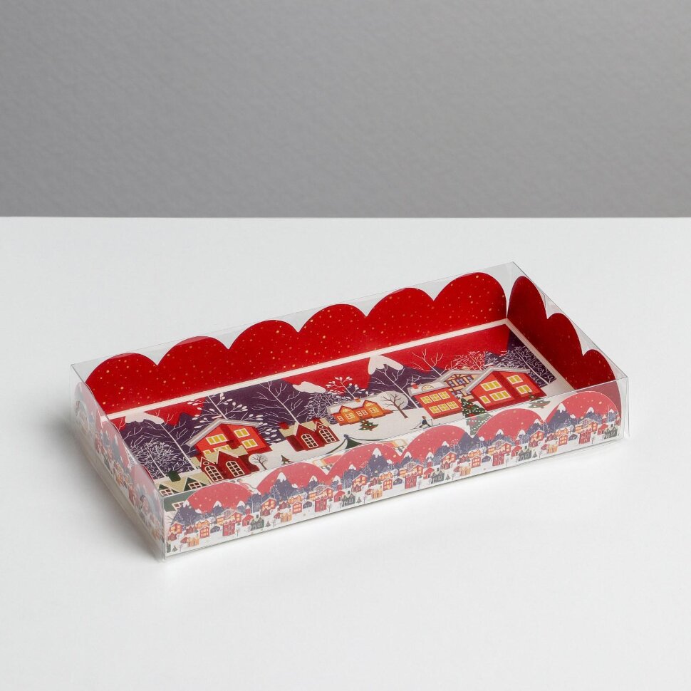 Коробка для сладостей с PVC крышкой «Карусель», 10.5 × 21 × 3 см.(Китай)(0841)