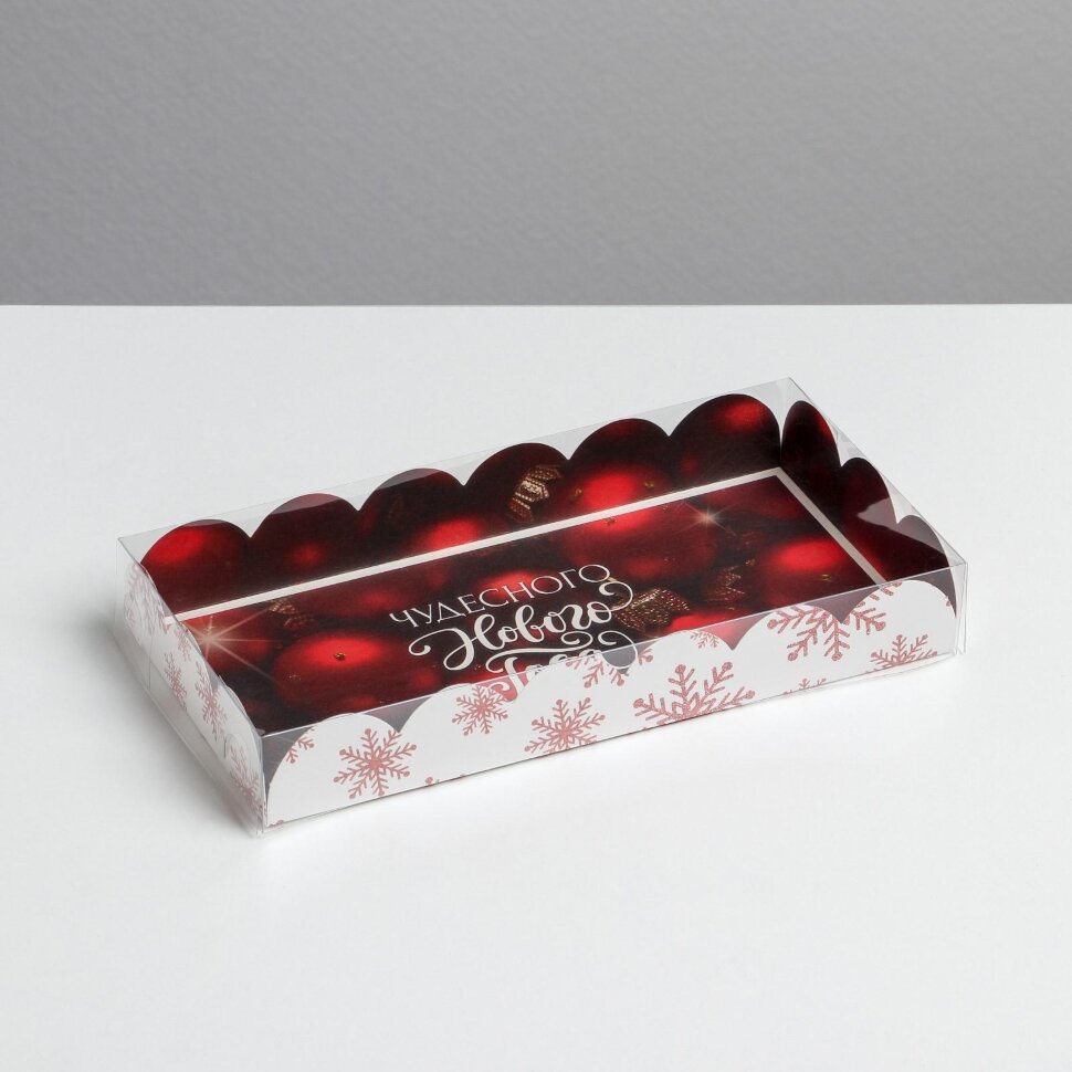 Коробка для сладостей с PVC крышкой «Шарики», 10.5 × 21 × 3 см.(Китай)(0845)