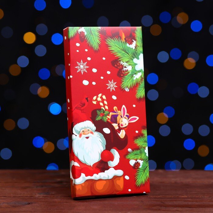Подарочная коробка под плитку шоколада без окна "Дед Мороз", 17,1 х 8 х 1,4 см.(Китай)(0475)