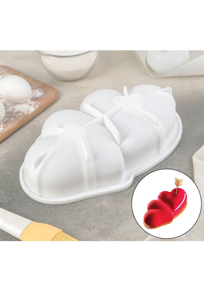 Форма силиконовая для муссовых десертов «Влюблённые сердца».(Китай)(2197)