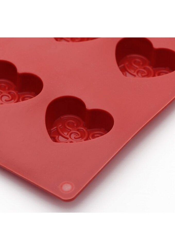 Форма силиконовая шоколада "Сердечки кружевные", 12 ячеек. (Китай)