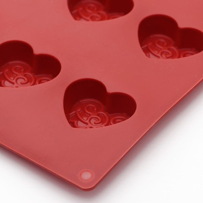 Форма силиконовая шоколада "Сердечки кружевные", 12 ячеек. (Китай)