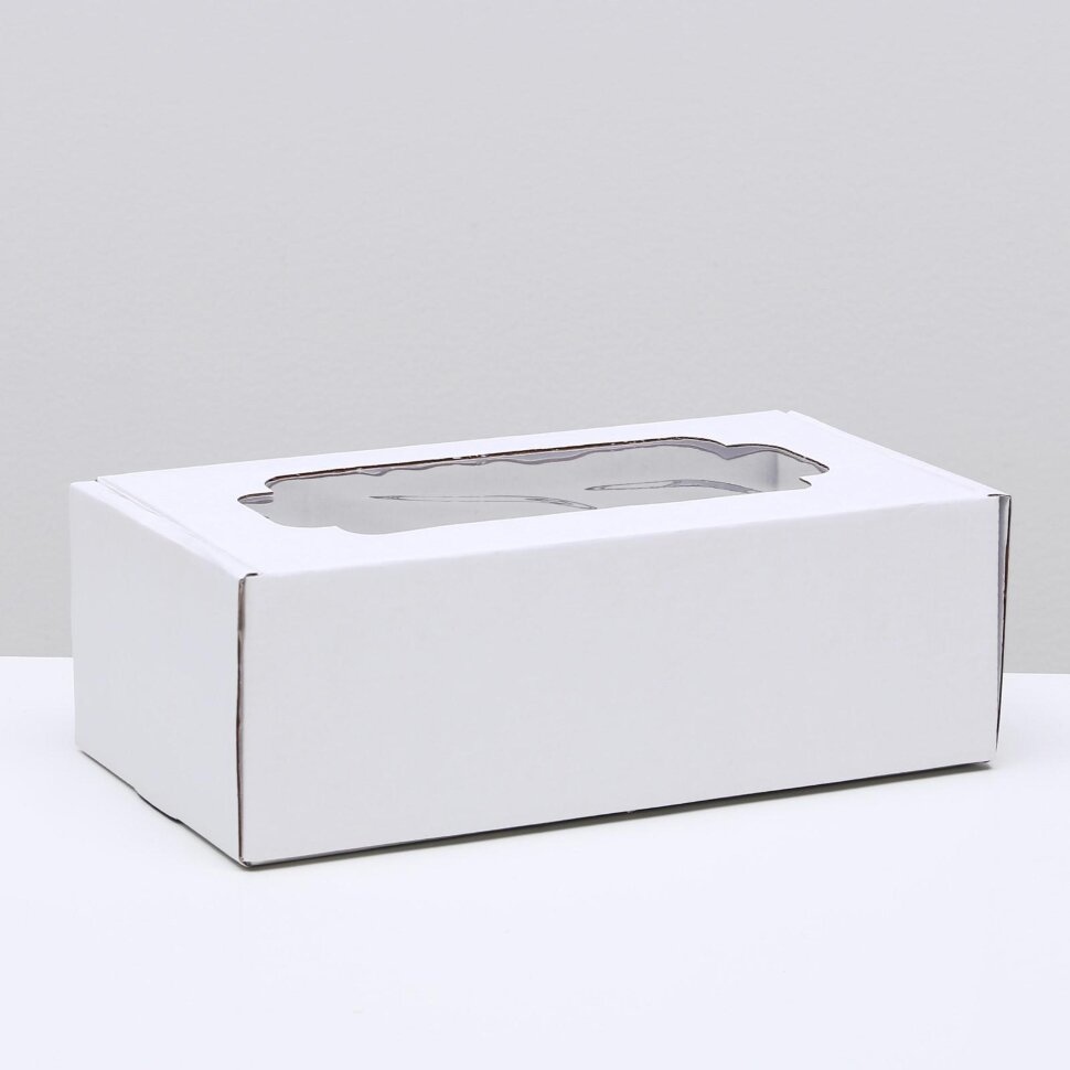 Коробка самосборная, под рулет, с окном, белая, 23 х 12 х 8 см.(Россия)(2240)