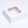 Коробка под бенто-торт с окном, белая,15 х 15,3 х 6,5.(Китай)(1261)
