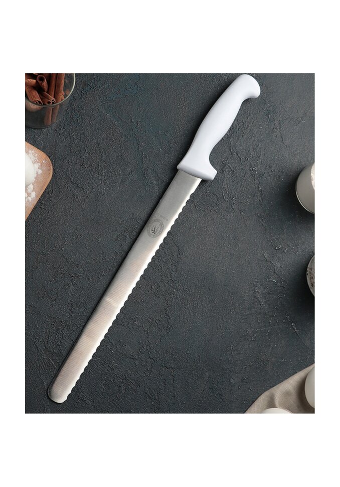 Нож для бисквита крупные зубчики, ручка пластик, рабочая поверхность 30 см. (Китай)(5716)