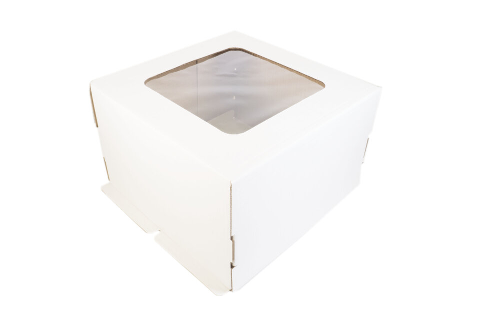 Коробка для торта 30х30х19 см с окном. (Россия)