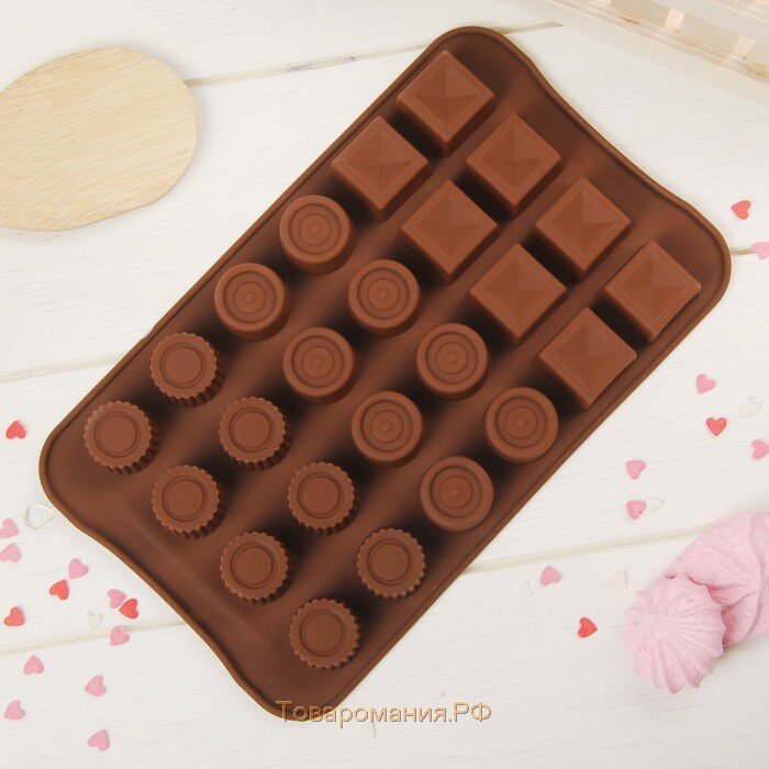 Форма силиконовая для шоколада "Коробка конфет", 24 ячейки. (Китай)(4850)