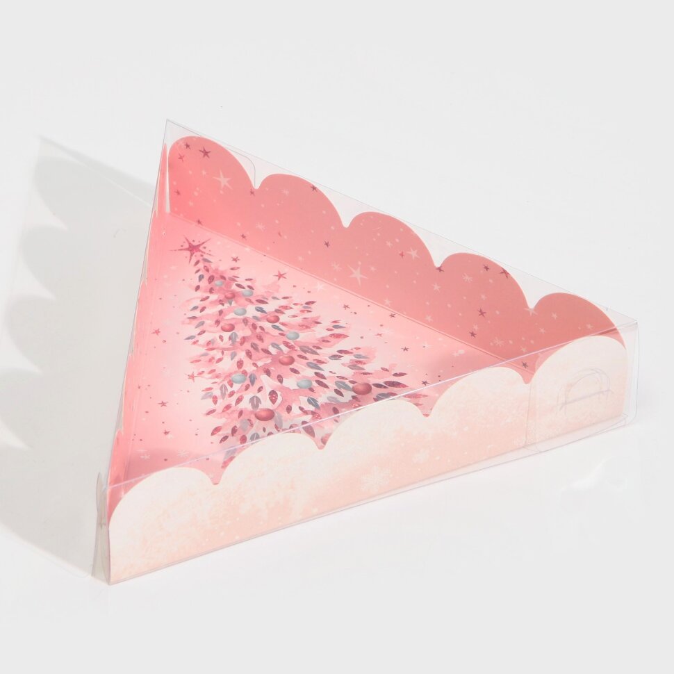 Коробка для сладостей с PVC крышкой «Нежно-розовая», 18 × 18 × 4 см.(Китай)(5028)