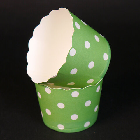 Бумажные стаканчики для кексов Зеленые в горох 50*45 мм, 1 шт.(Россия)