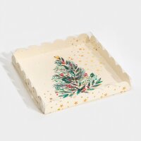 Коробка для сладостей с PVC крышкой «Елка», 21 × 21 × 3 см.(Китай)(5039)