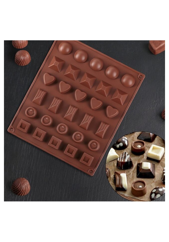 Форма силиконовая для шоколада «Коробка конфет»,30 ячеек.(Китай)(0386)