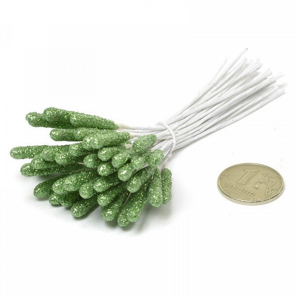 Тычинки для искусственных цветов "Magic 4 Hobby", цвет: темно зеленый (40 шт) (Китай)