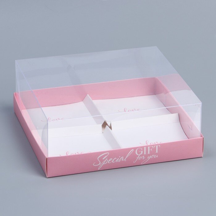 Коробка для для муссовых пирожных «Love»,17.8 х17.8 х 6.5 см.(Китай)(6081)