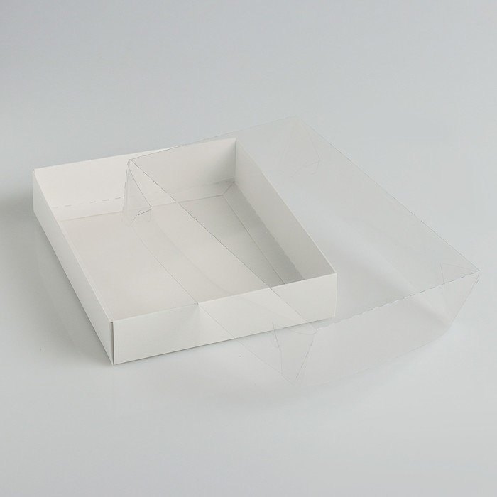 Коробочка для печенья с прозрачной крышкой, 16х13х3 см. (Россия)