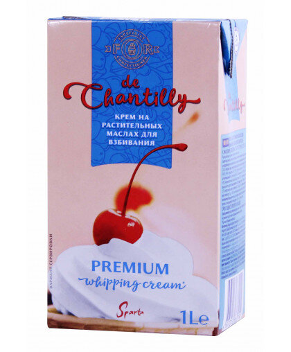 Крем на растительных маслах для взбивания "Соблазн de Chantilly" с м.д.ж. 27%. 1 литр. (Россия)