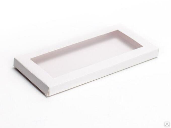 Коробка под плитку шоколада, белая с окном, 17,1 х 8 х 1,4 см.(Россия)