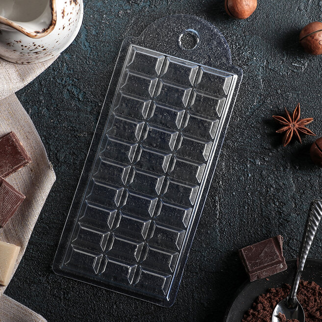 Форма пластиковая для шоколада "Шоколад темный", 7х15х1 см. (Россия) (9151)