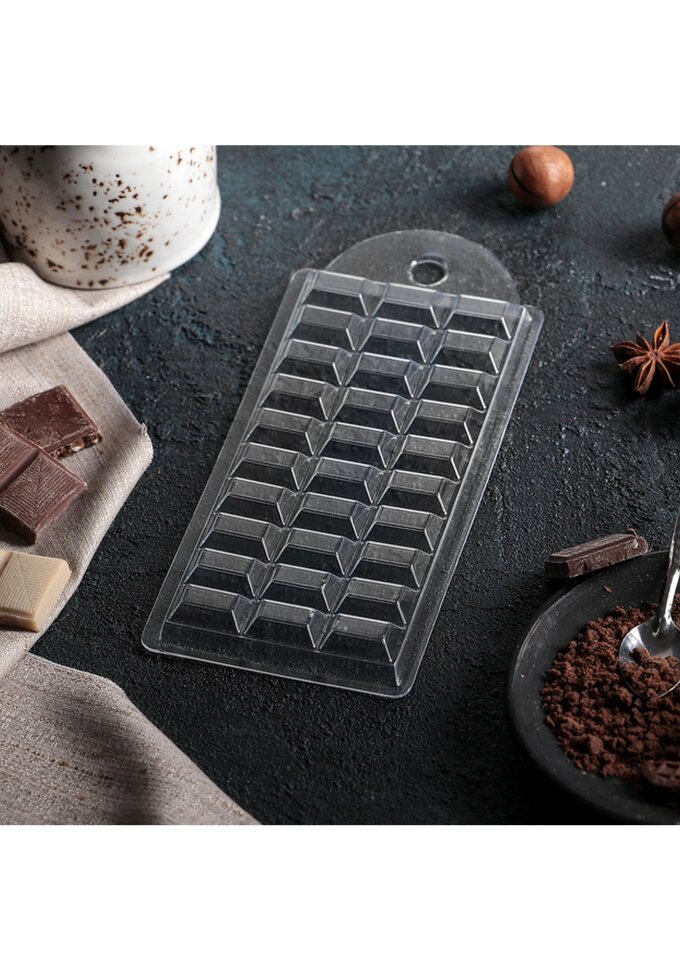 Форма пластиковая для шоколада "Шоколад темный", 7х15х1 см. (Россия) (9151)