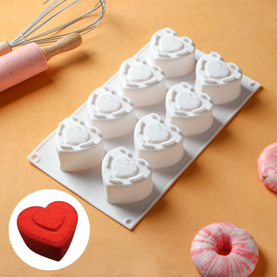 Форма силиконовая для муссовых десертов «Сердце».(Китай)(8790)