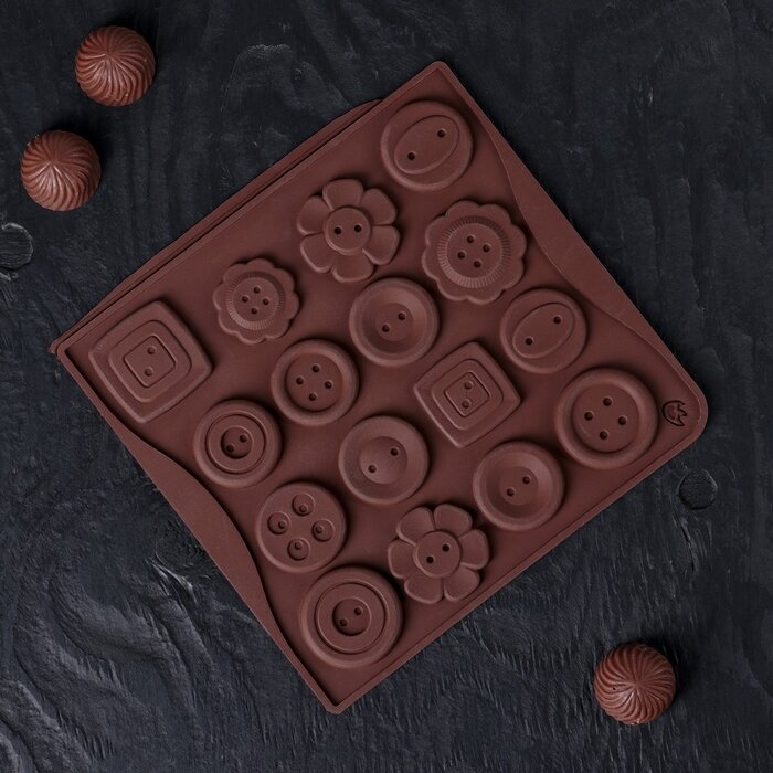 Форма силиконовая для шоколада «Пуговки»,16 ячеек. (Китай) (4853)