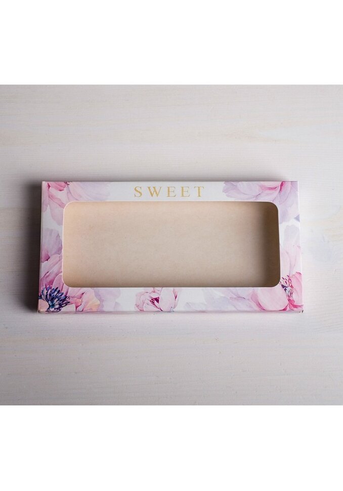 Коробка для шоколада Sweet, с окном ПВХ, 17,3 × 8,8 × 1,5 см.(Россия)(0546)