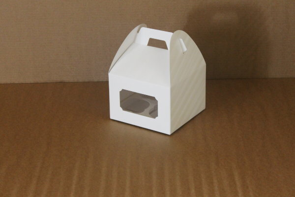 Коробка для капкейков, 160x160x110мм, на 4 капкейка, с окном, с ручками,белый .(Россия)
